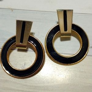 Goldstone unique earrings with black accents